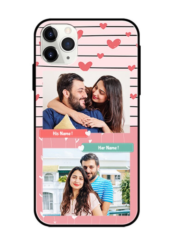Apple iPhone 11 Pro Max Custom Glass Mobile Case  - Photo with Heart Design
