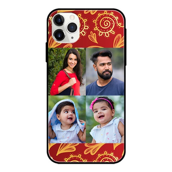 Apple iPhone 11 Pro Max Photo Printing on Glass Case  - 4 Image Traditional Design
