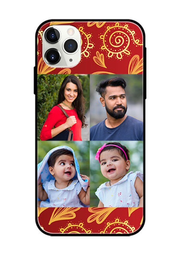 Apple iPhone 11 Pro Max Photo Printing on Glass Case  - 4 Image Traditional Design