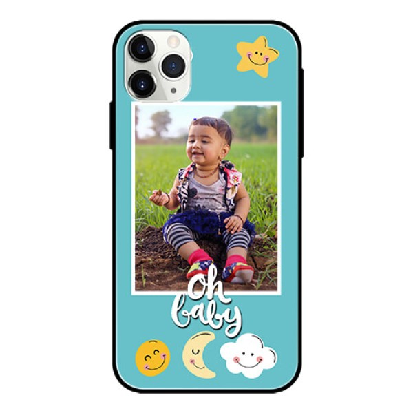 Apple iPhone 11 Pro Max Personalized Glass Phone Case - Smiley Kids Stars Design Apple iPhone 11 Pro Max Personalized Glass Phone Case - Smiley Kids Stars Design