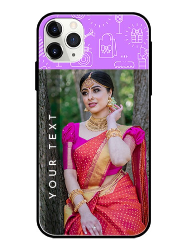 Custom Apple iPhone 11 Pro Max Custom Glass Mobile Case  - Birthday Icons Design