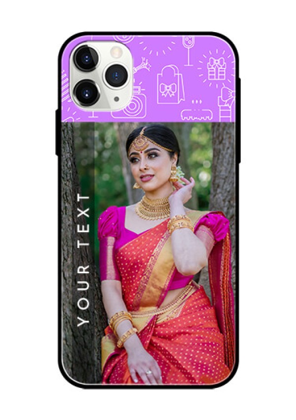 Apple iPhone 11 Pro Max Custom Glass Mobile Case  - Birthday Icons Design