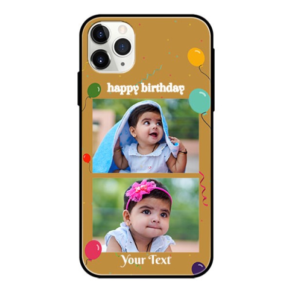 Apple iPhone 11 Pro Max Personalized Glass Phone Case - Image Holder with Birthday Celebrations Design Apple iPhone 11 Pro Max Personalized Glass Phone Case - Image Holder with Birthday Celebrations Design