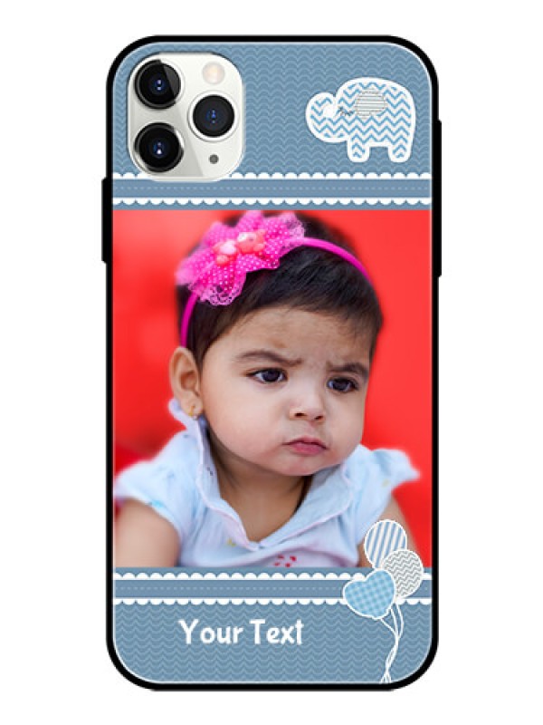 Custom Apple iPhone 11 Pro Max Photo Printing on Glass Case  - with Kids Pattern Design