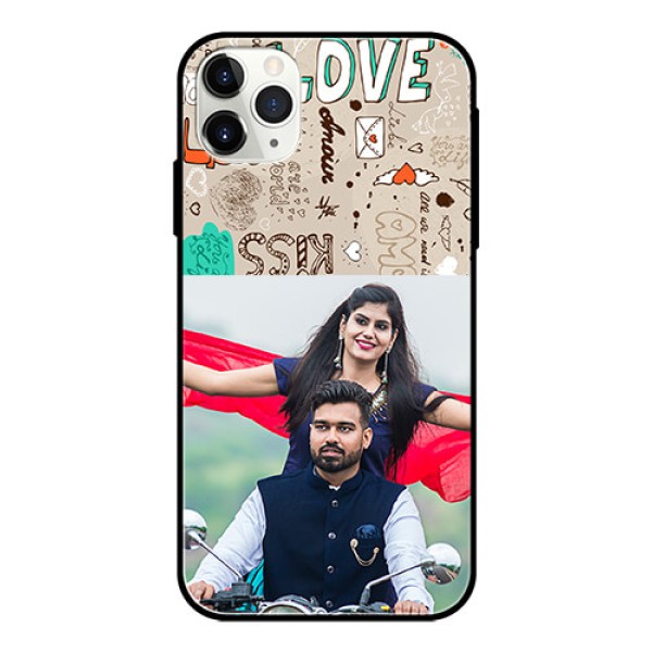 Apple iPhone 11 Pro Max Custom Glass Phone Case  - Love Doodle Pattern 