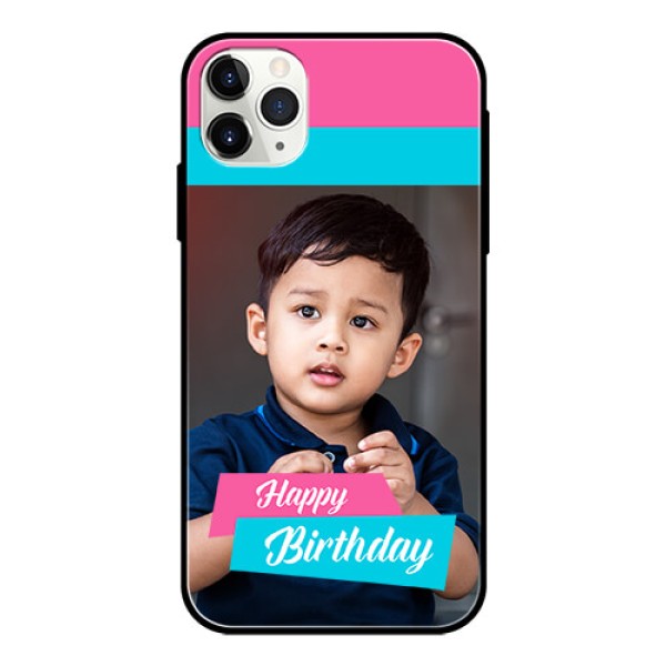 Apple iPhone 11 Pro Max Personalized Glass Phone Case - Image Holder with 2 Color Design Apple iPhone 11 Pro Max Personalized Glass Phone Case - Image Holder with 2 Color Design
