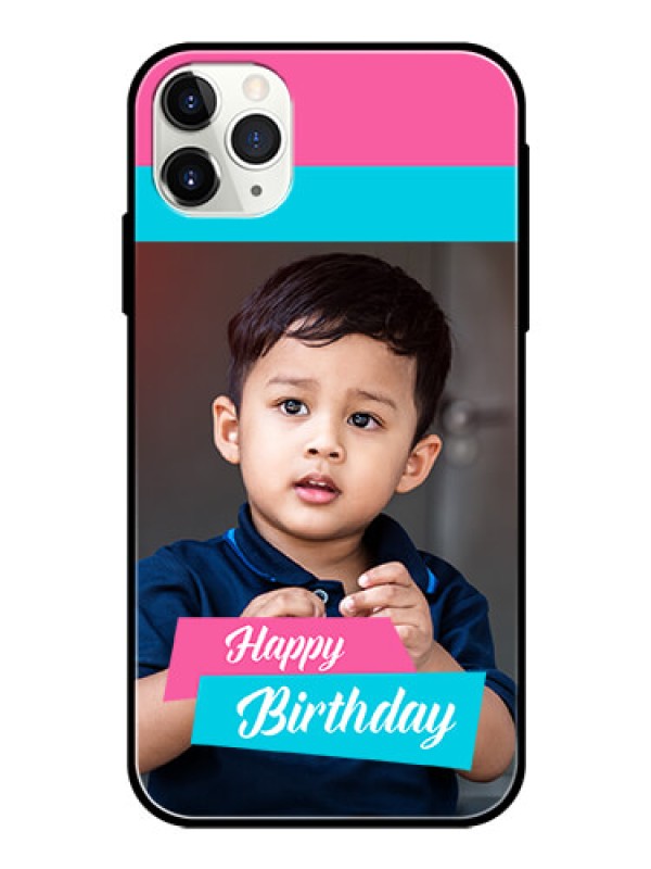 Custom Apple iPhone 11 Pro Max Personalized Glass Phone Case  - Image Holder with 2 Color Design