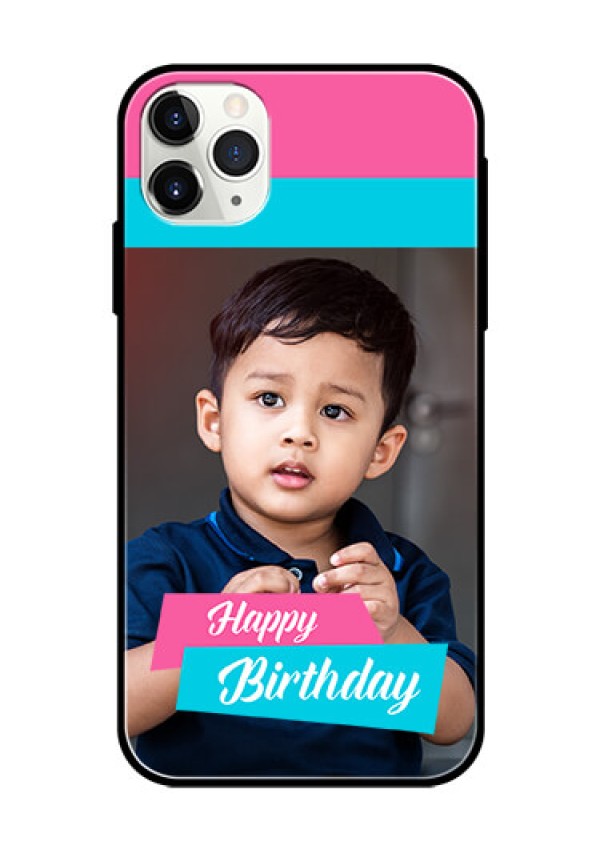 Apple iPhone 11 Pro Max Personalized Glass Phone Case  - Image Holder with 2 Color Design