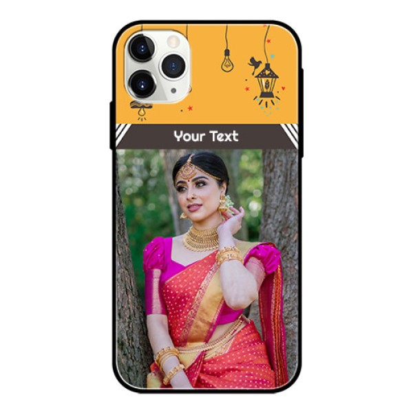 Apple iPhone 11 Pro Max Custom Glass Mobile Case  - with Family Picture and Icons 