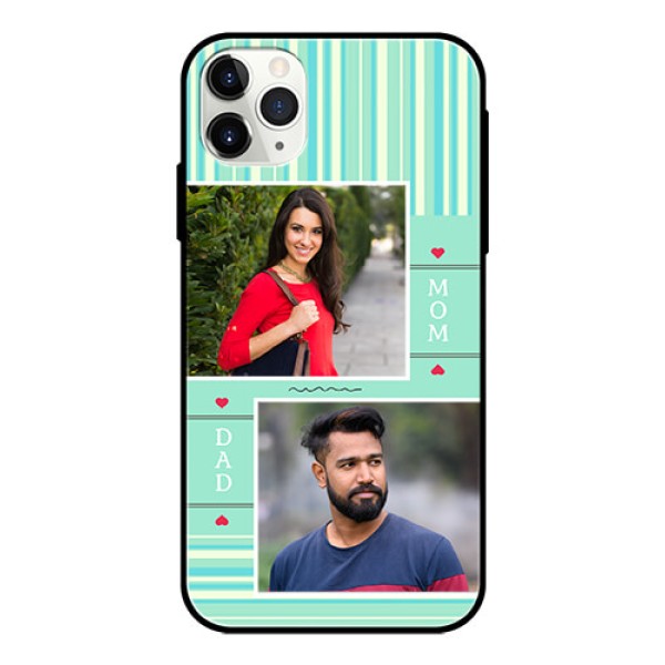 Apple iPhone 11 Pro Max Custom Glass Phone Case  - Mom & Dad Pic Design