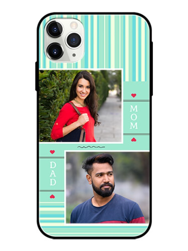 Custom Apple iPhone 11 Pro Max Custom Glass Phone Case  - Mom & Dad Pic Design