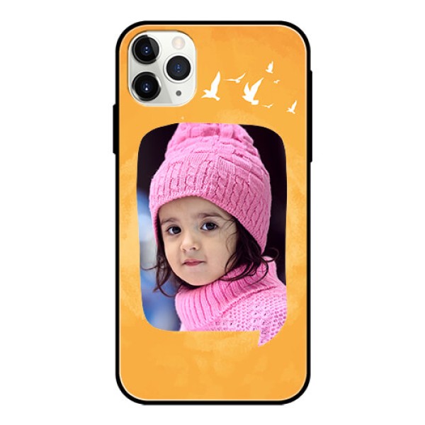 Apple iPhone 11 Pro Max Personalized Glass Phone Case - Water Color Design with Bird Icons Apple iPhone 11 Pro Max Personalized Glass Phone Case - Water Color Design with Bird Icons