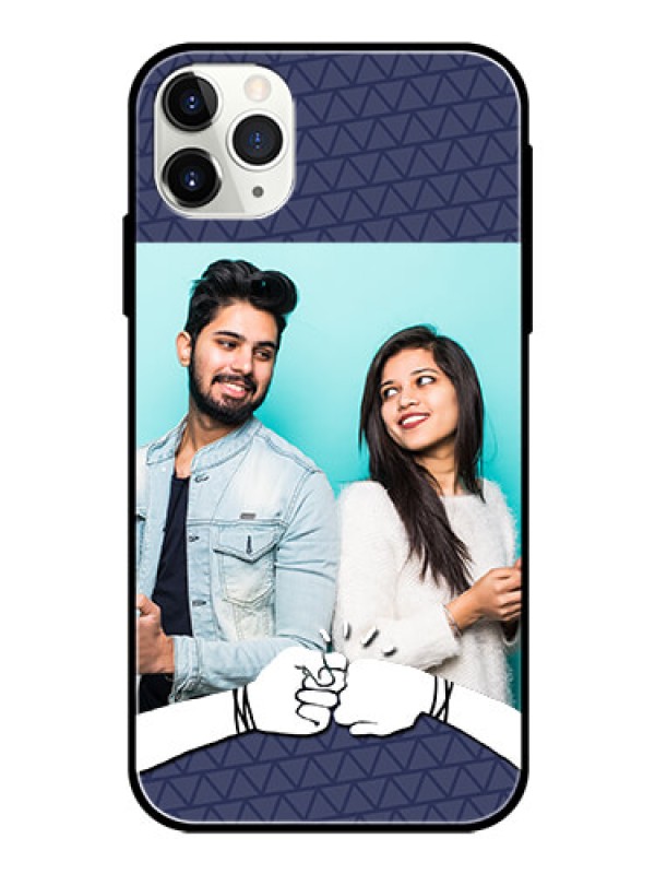 Custom Apple iPhone 11 Pro Max Photo Printing on Glass Case  - with Best Friends Design  