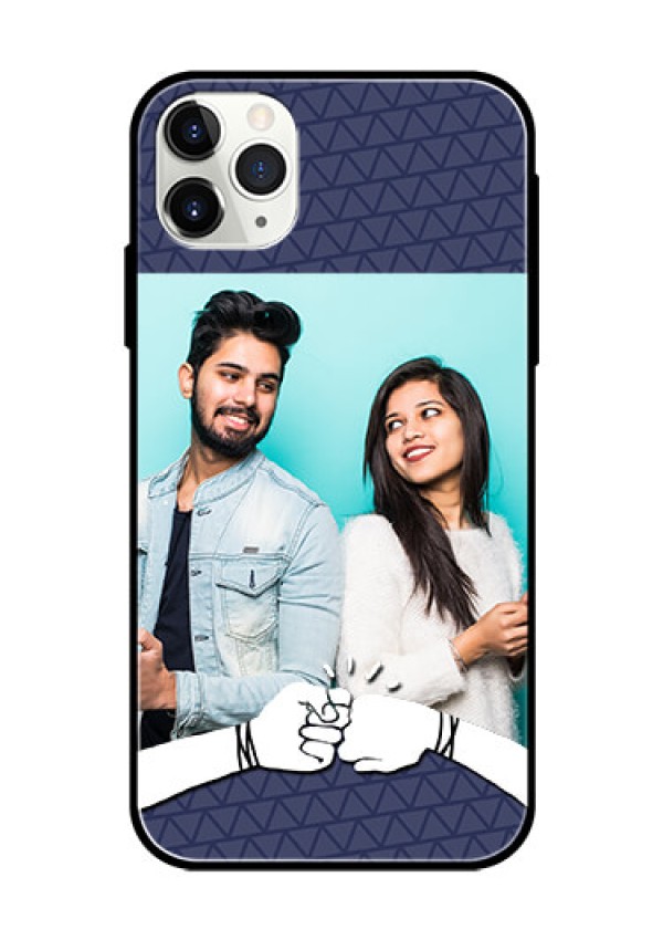 Apple iPhone 11 Pro Max Photo Printing on Glass Case  - with Best Friends Design  