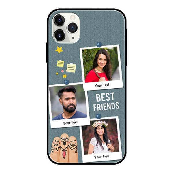 Apple iPhone 11 Pro Max Personalized Glass Phone Case - Sticky Frames and Friendship Design Apple iPhone 11 Pro Max Personalized Glass Phone Case - Sticky Frames and Friendship Design