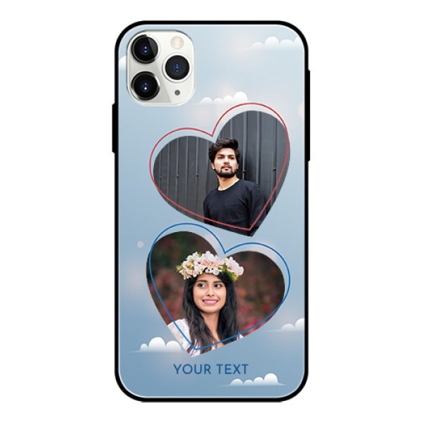 Apple iPhone 11 Pro Max Custom Glass Mobile Case - Blue Color Couple Design Apple iPhone 11 Pro Max Custom Glass Mobile Case - Blue Color Couple Design