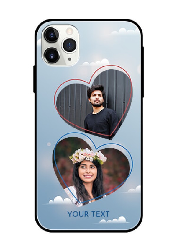Apple iPhone 11 Pro Max Custom Glass Mobile Case  - Blue Color Couple Design 