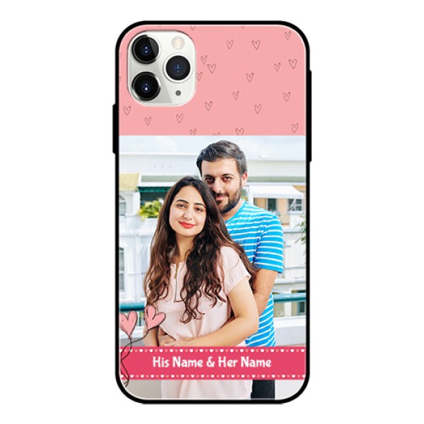 Apple iPhone 11 Pro Max Personalized Glass Phone Case - Love Design Peach Color Apple iPhone 11 Pro Max Personalized Glass Phone Case - Love Design Peach Color