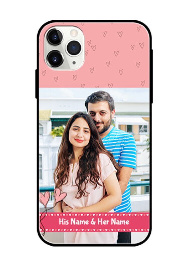 Apple iPhone 11 Pro Max Personalized Glass Phone Case  - Love Design Peach Color