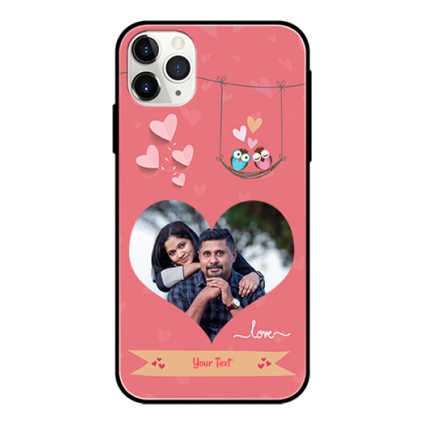 Apple iPhone 11 Pro Max Personalized Glass Phone Case - Peach Color Love Design Apple iPhone 11 Pro Max Personalized Glass Phone Case - Peach Color Love Design