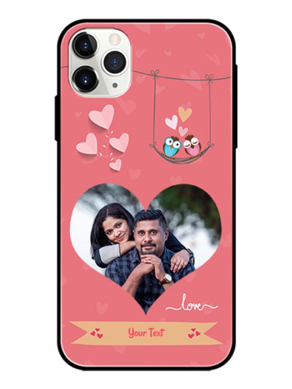 Custom Apple iPhone 11 Pro Max Personalized Glass Phone Case  - Peach Color Love Design 