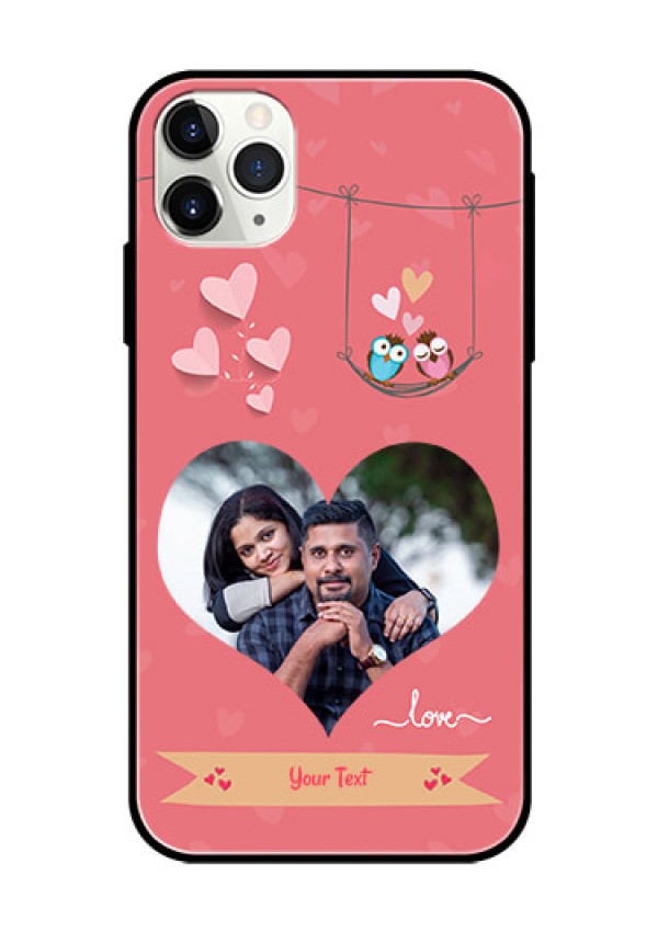 Apple iPhone 11 Pro Max Personalized Glass Phone Case  - Peach Color Love Design 