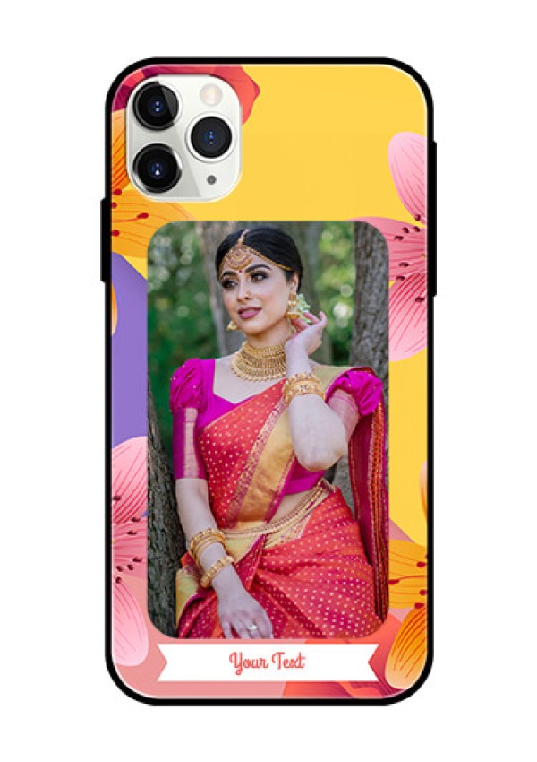 Apple iPhone 11 Pro Max Custom Glass Mobile Case  - 3 Image With Vintage Floral Design