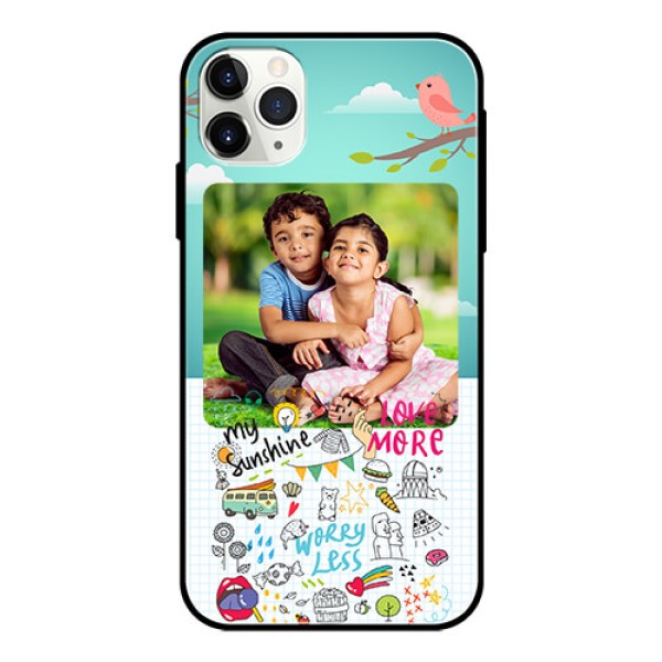 Apple iPhone 11 Pro Max Photo Printing on Glass Case  - Doodle love Design