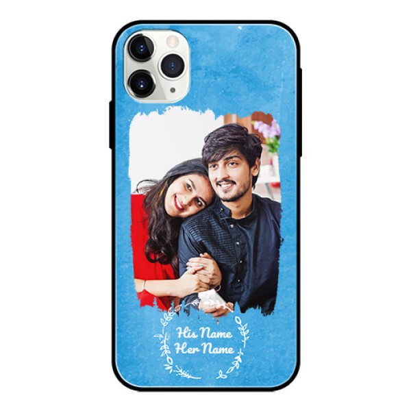 iPhone 11 Pro Max Custom Glass Phone Case - Blue Color Vintage Design iPhone 11 Pro Max Custom Glass Phone Case - Blue Color Vintage Design
