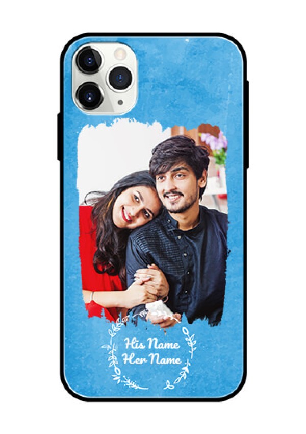 iPhone 11 Pro Max Custom Glass Phone Case - Blue Color Vintage Design