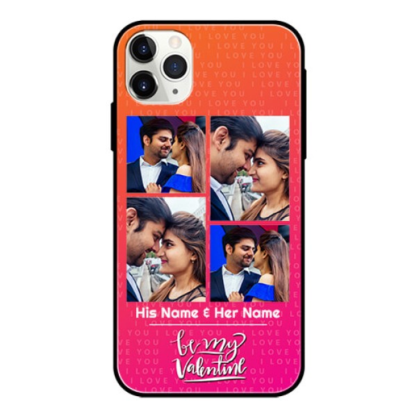 Apple iPhone 11 Pro Max Custom Glass Phone Case  - I Love You Pink Design