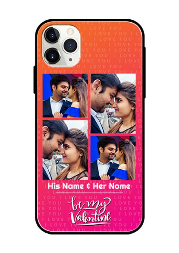 Apple iPhone 11 Pro Max Custom Glass Phone Case  - I Love You Pink Design