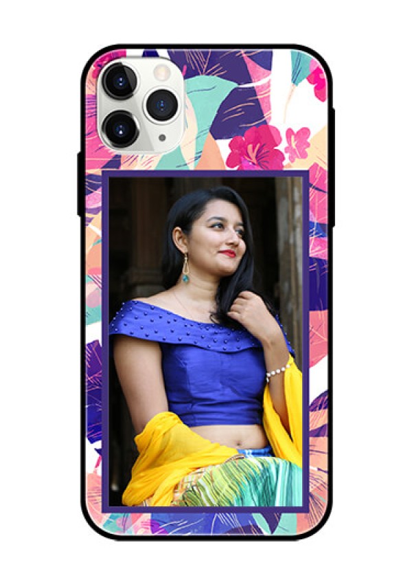 Apple iPhone 11 Pro Max Custom Glass Mobile Case  - Abstract Floral Design