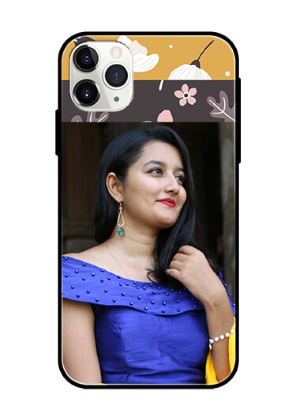 Apple iPhone 11 Pro Max Custom Glass Phone Case  - Stylish Floral Design