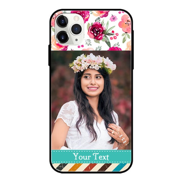 Apple iPhone 11 Pro Max Custom Glass Phone Case  - Watercolor Floral Design