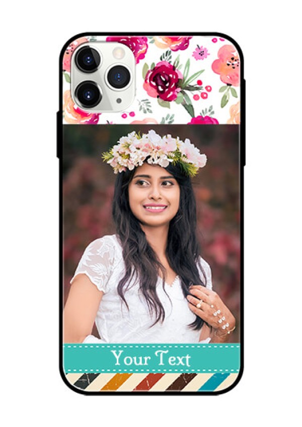 Apple iPhone 11 Pro Max Custom Glass Phone Case  - Watercolor Floral Design