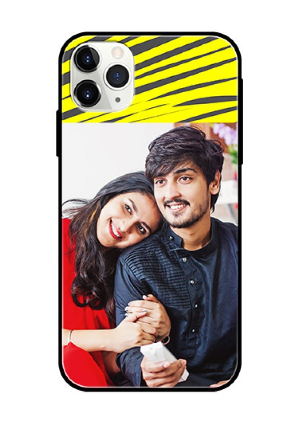 Apple iPhone 11 Pro Max Photo Printing on Glass Case  - Yellow Abstract Design