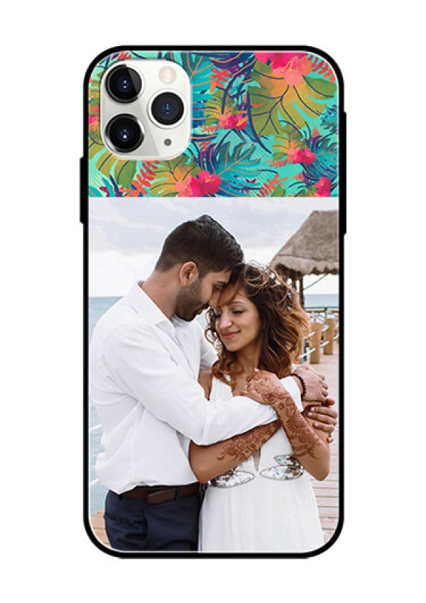 Apple iPhone 11 Pro Max Photo Printing on Glass Case  - Watercolor Floral Design