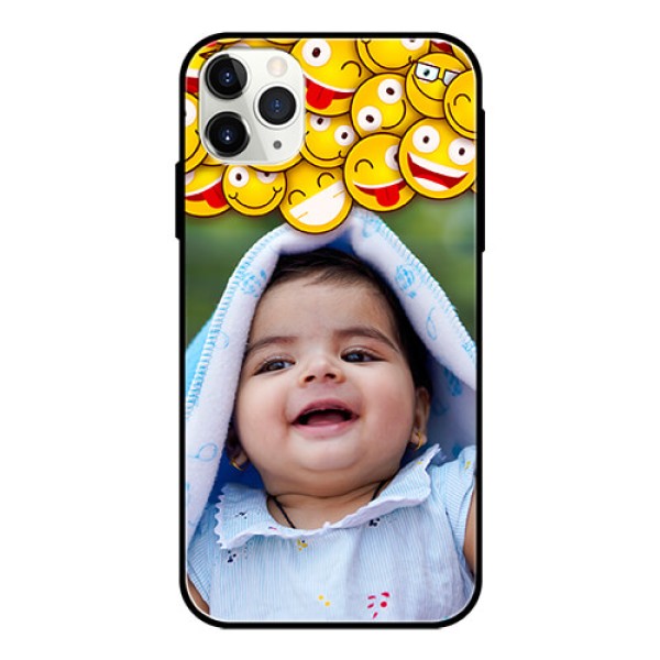 Apple iPhone 11 Pro Max Custom Glass Mobile Case - with Smiley Emoji Design Apple iPhone 11 Pro Max Custom Glass Mobile Case - with Smiley Emoji Design