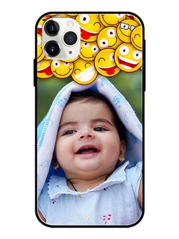 Custom Apple iPhone 11 Pro Max Custom Glass Mobile Case  - with Smiley Emoji Design
