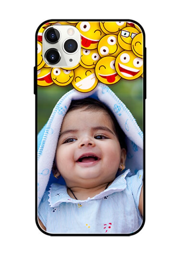 Apple iPhone 11 Pro Max Custom Glass Mobile Case  - with Smiley Emoji Design