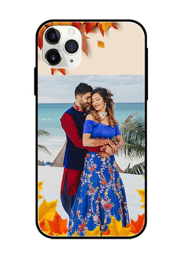 Apple iPhone 11 Pro Max Photo Printing on Glass Case  - Autumn Maple Leaves Design