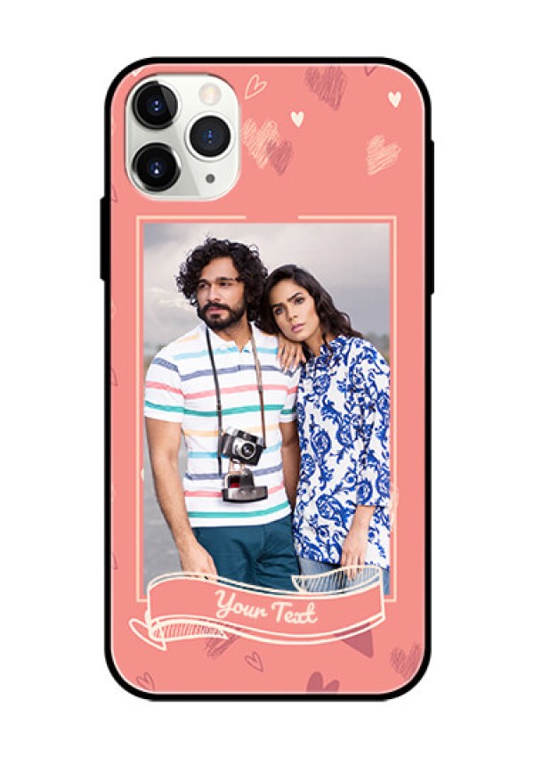 Apple iPhone 11 Pro Max Custom Glass Phone Case  - Love doodle art Design