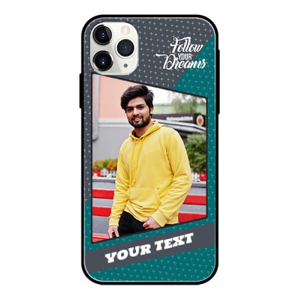 Apple iPhone 11 Pro Max Personalized Glass Phone Case - Background Pattern Design with Quote Apple iPhone 11 Pro Max Personalized Glass Phone Case - Background Pattern Design with Quote