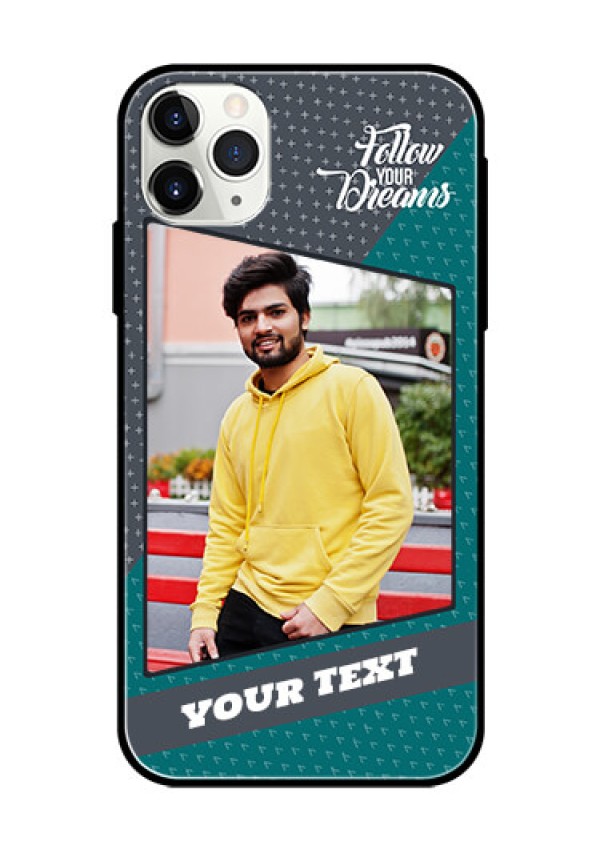 Apple iPhone 11 Pro Max Personalized Glass Phone Case  - Background Pattern Design with Quote