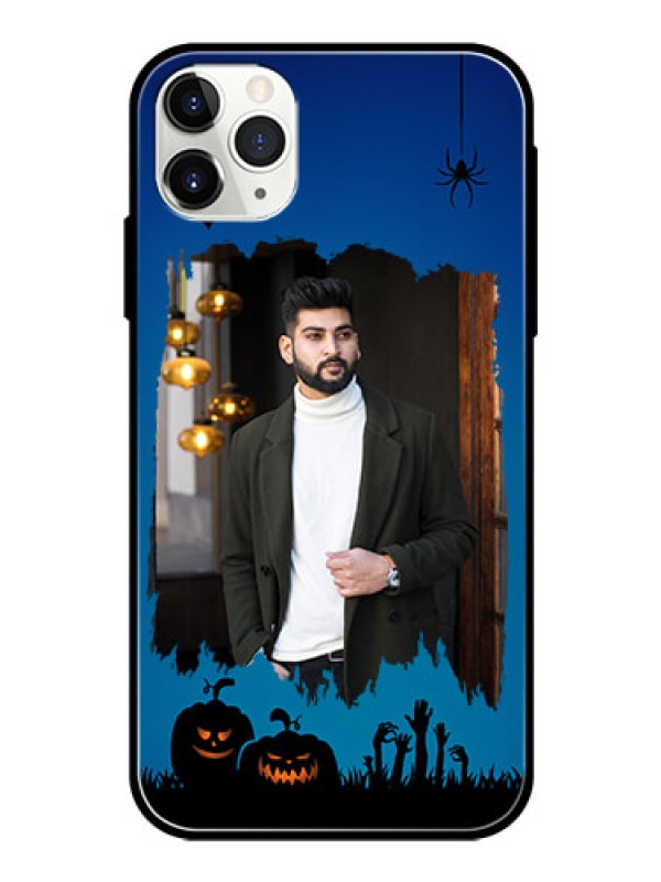 Custom Apple iPhone 11 Pro Max Photo Printing on Glass Case  - with pro Halloween design 