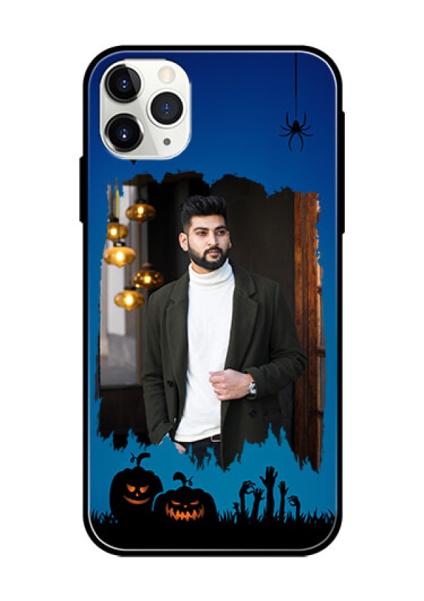 Apple iPhone 11 Pro Max Photo Printing on Glass Case  - with pro Halloween design 
