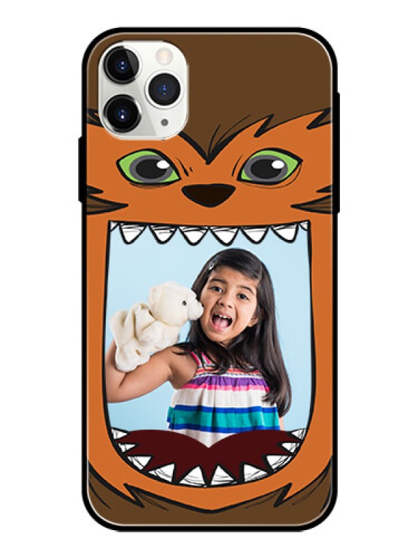 Custom Apple iPhone 11 Pro Max Photo Printing on Glass Case  - Owl Monster Back Case Design