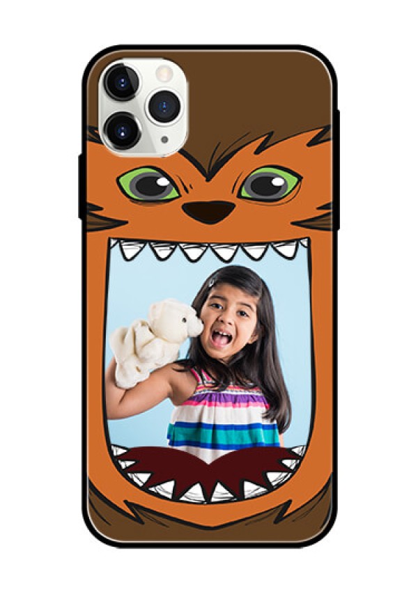 Apple iPhone 11 Pro Max Photo Printing on Glass Case  - Owl Monster Back Case Design