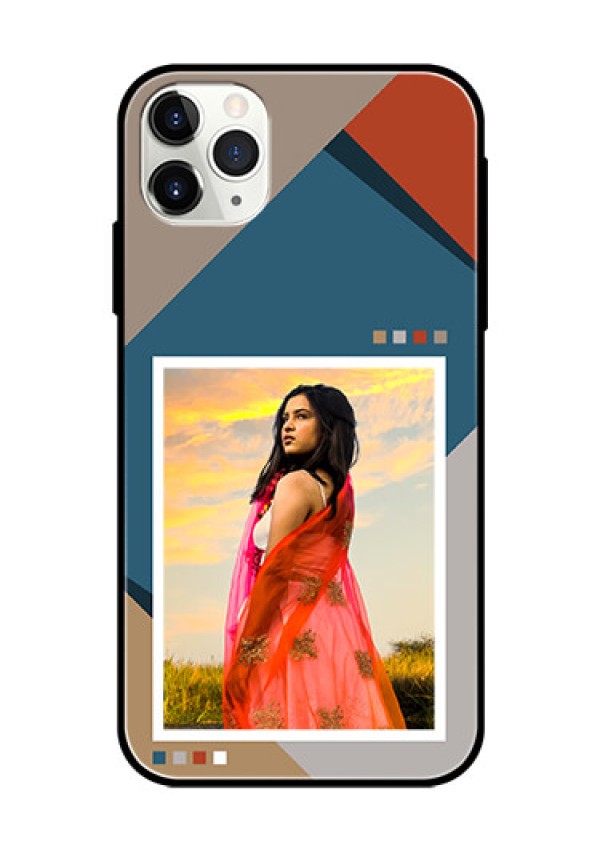 iPhone 11 Pro Max Personalized Glass Phone Case - Retro color pallet Design